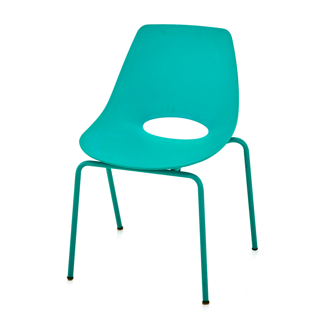 Turquoise Plastic Cutout Dining Chair