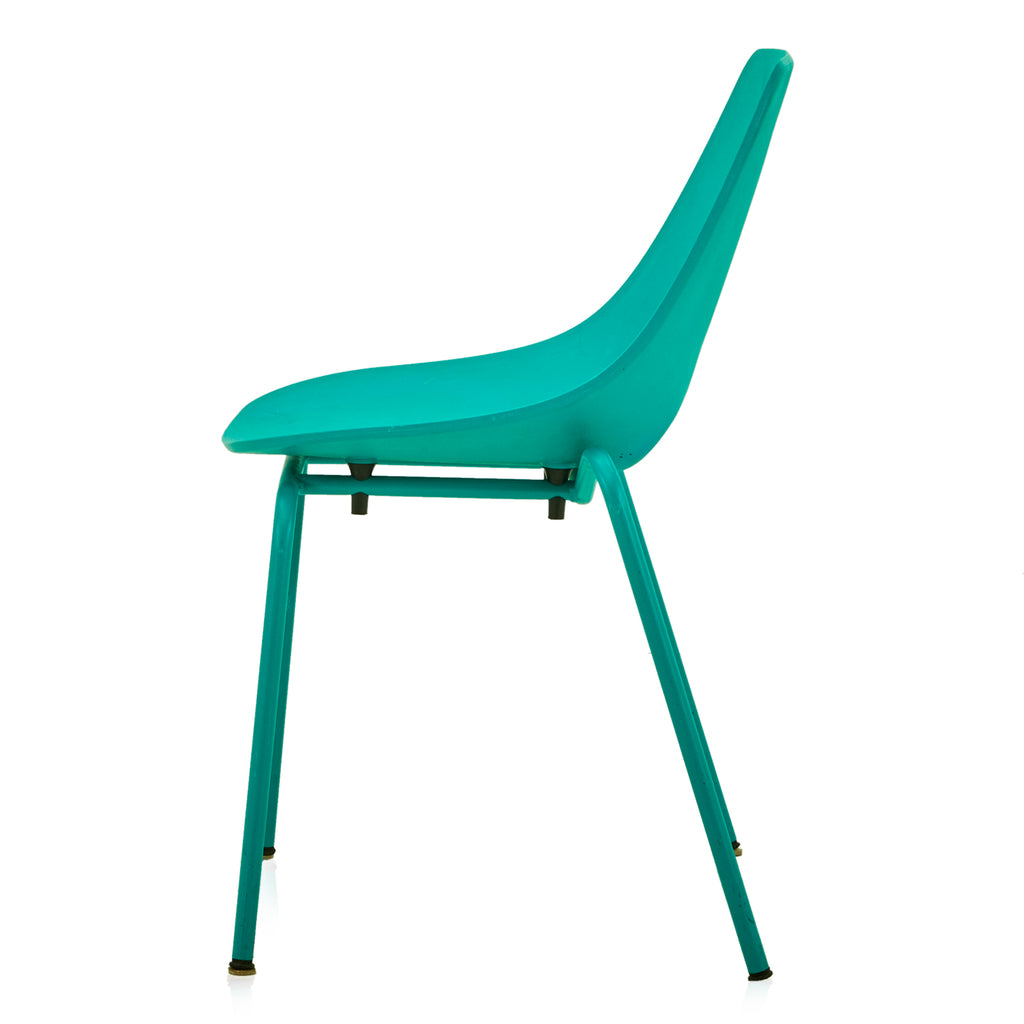 Turquoise Plastic Cutout Dining Chair