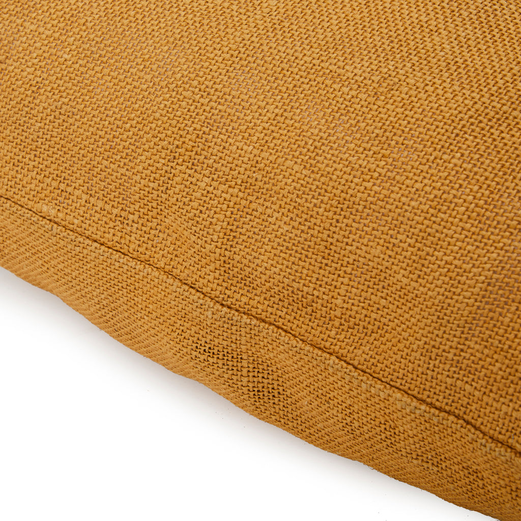 Brown Burlap Buttoned Lumbar Pillow
