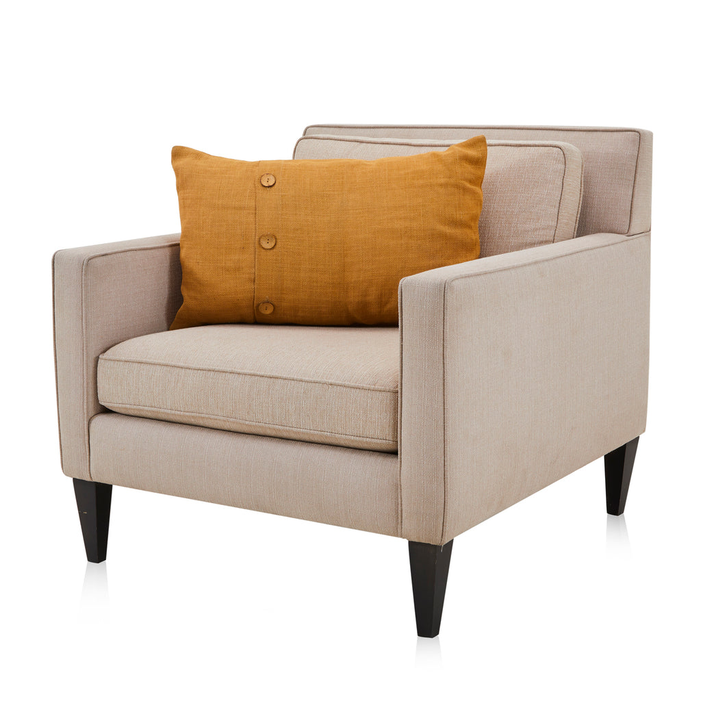 Brown Burlap Buttoned Lumbar Pillow