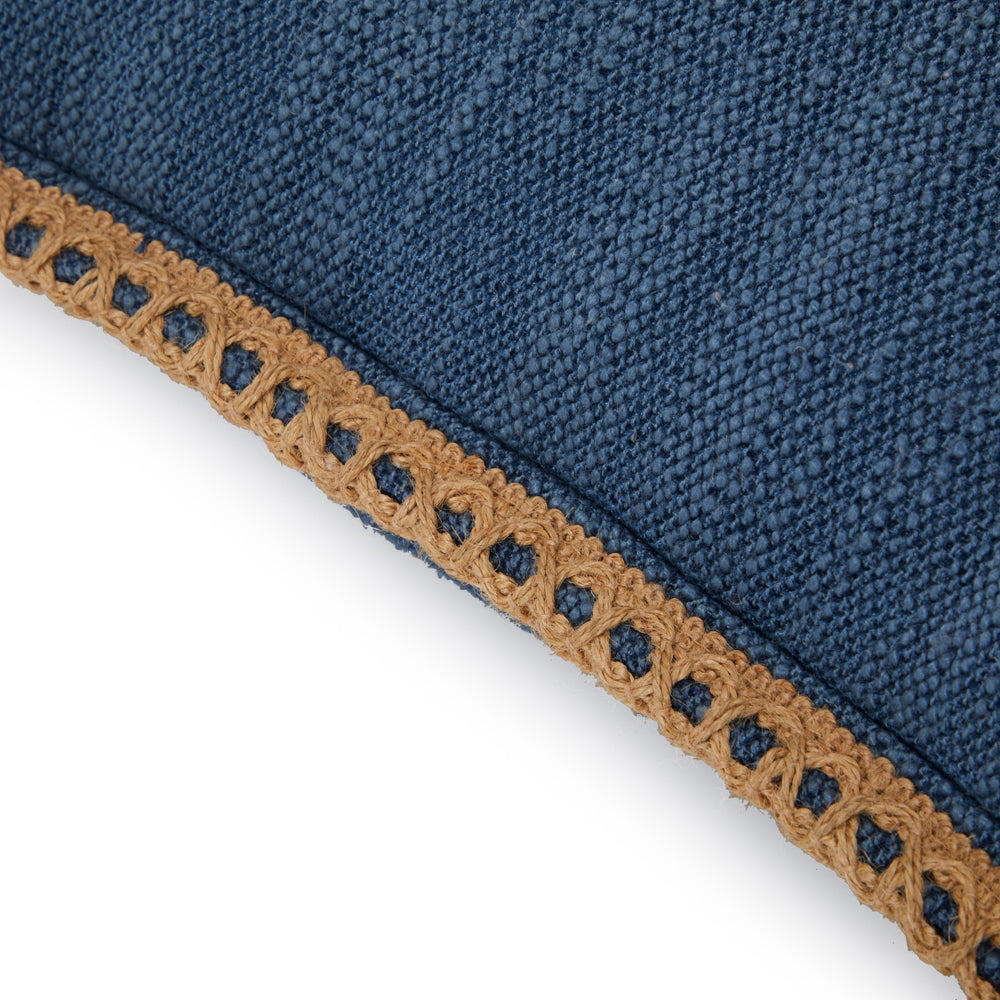 Navy Blue Linen + Brown Trim Pillow