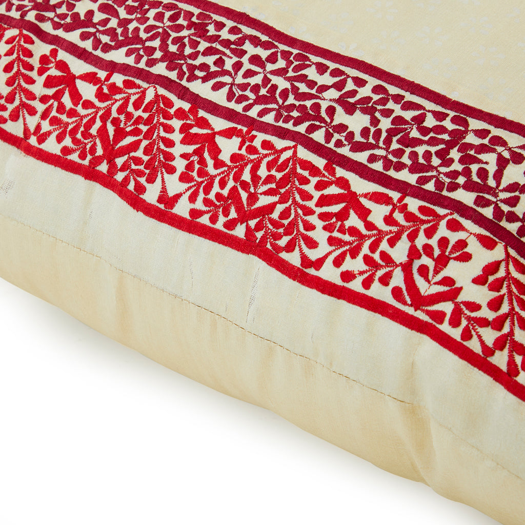Pink and Beige Sari Stripe Pillow