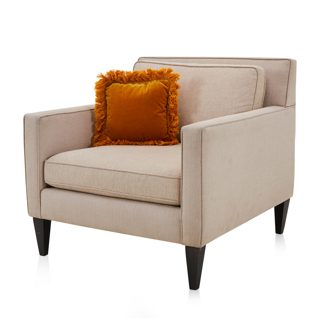 Yellow-Orange Velvet Fringe Pillow