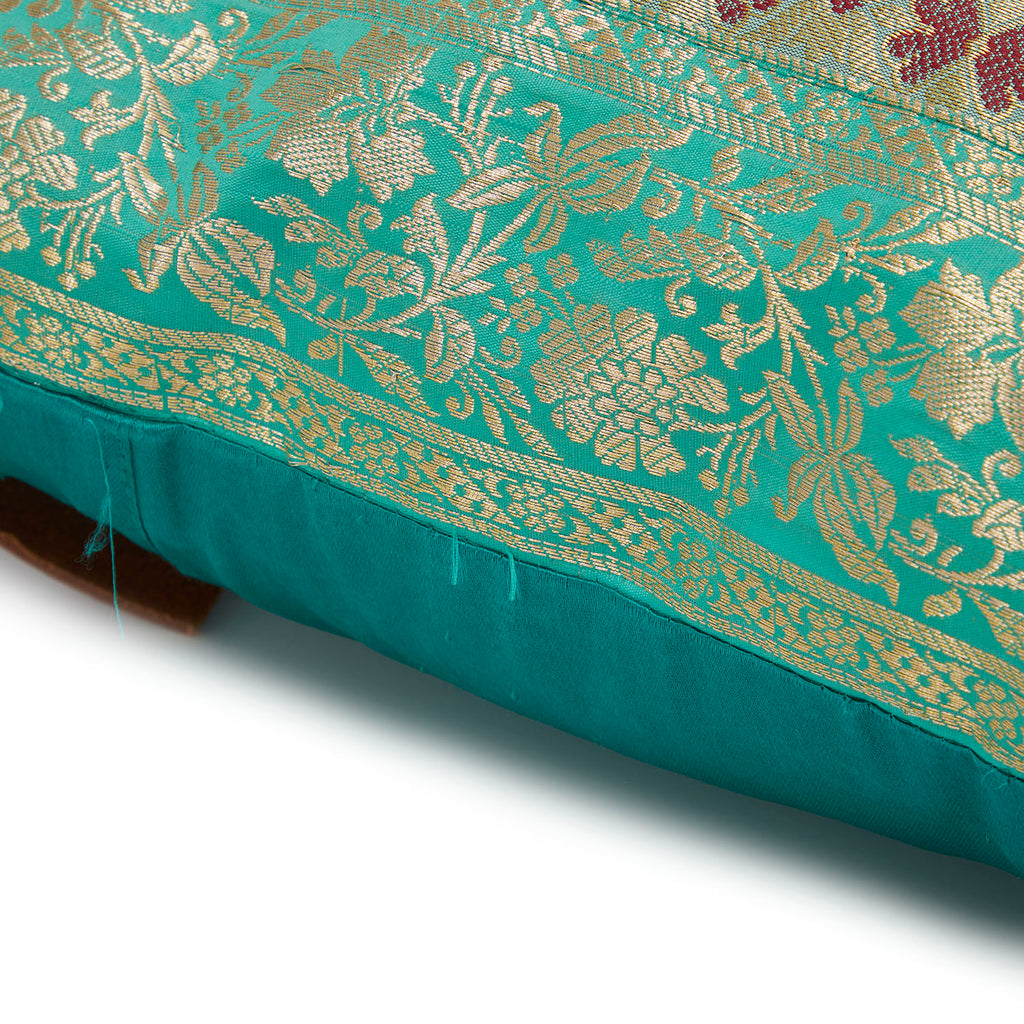 Green Mint Silk Sari Pillow