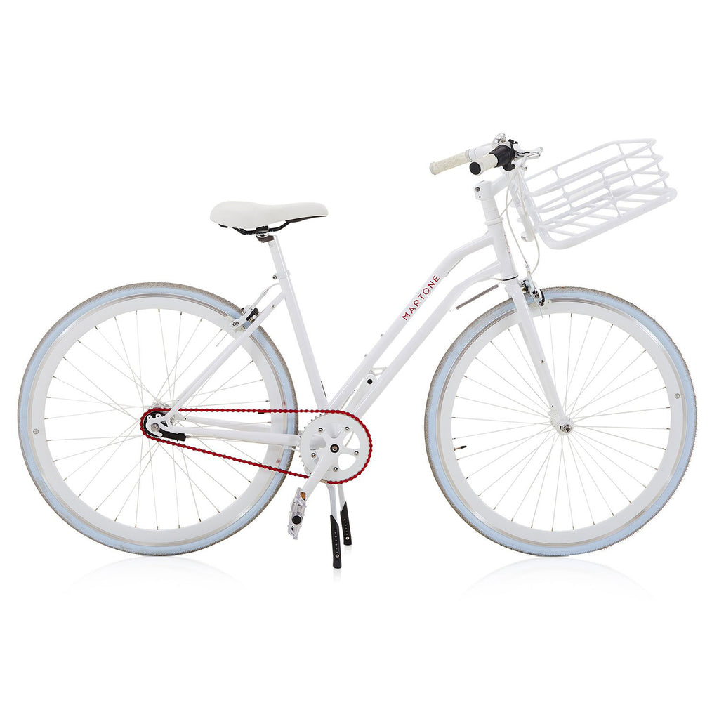 White Martone V3 Bicycle With Basket