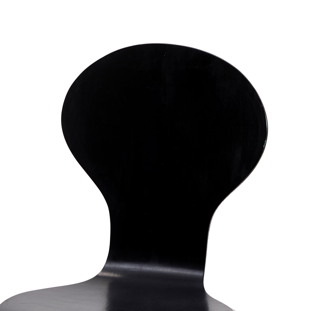 Black Rounded Back Dining Chair w Silver Legs
