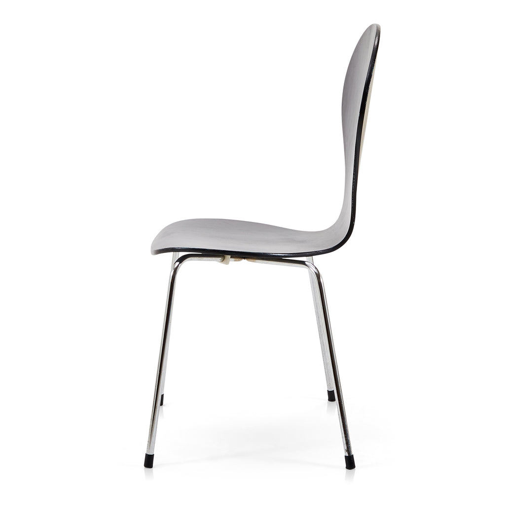 Black Rounded Back Dining Chair w Silver Legs