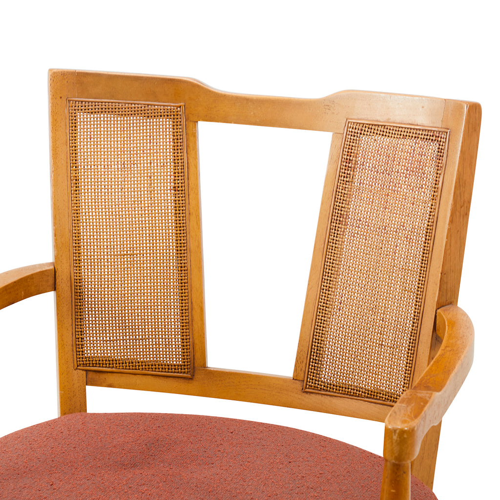 Wood Cane-Back Mid Century Dining Arm Chair