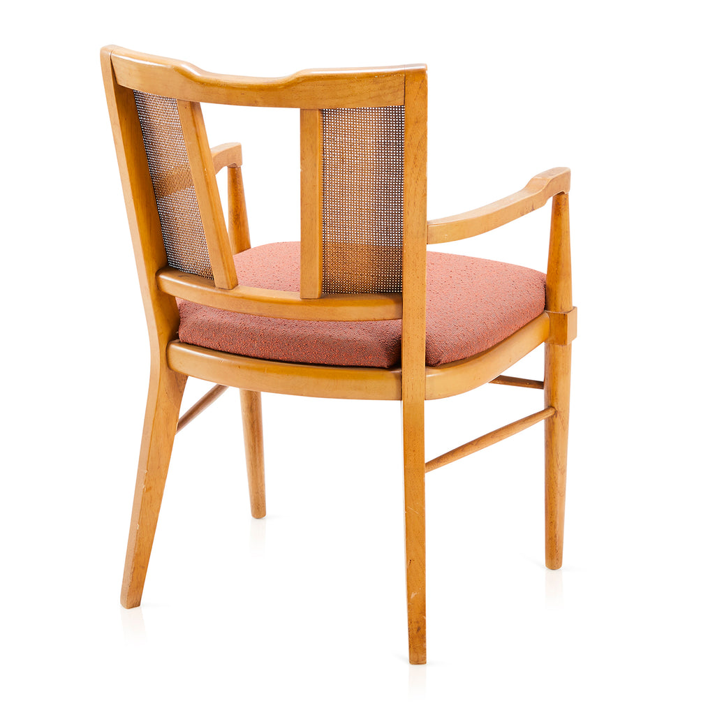 Wood Cane-Back Mid Century Dining Arm Chair