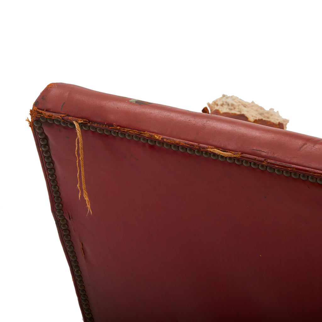 Red Distressed Leather Lounge Chair