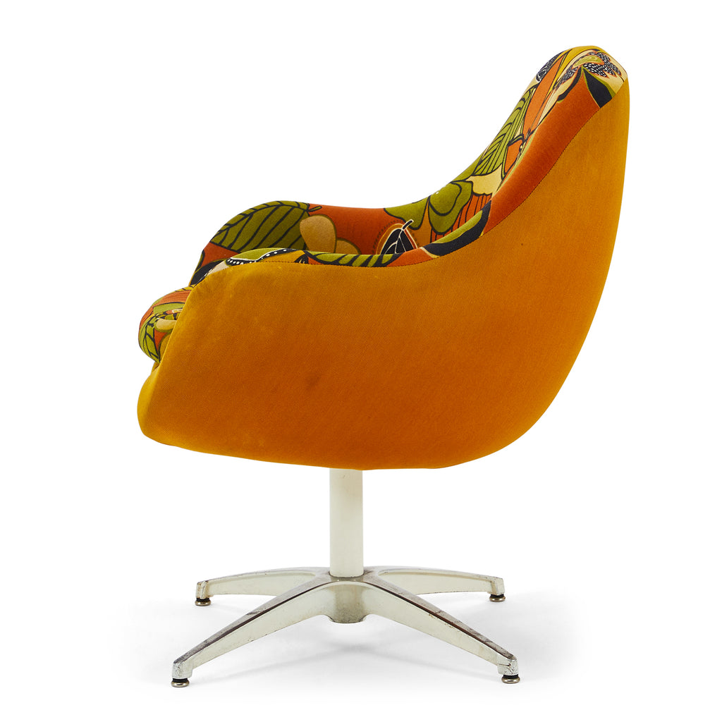 Orange Bold Floral Vintage Lounge Chair