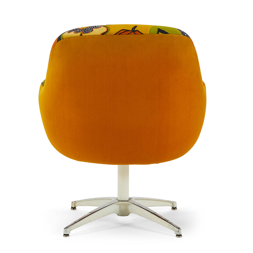 Orange Bold Floral Vintage Lounge Chair
