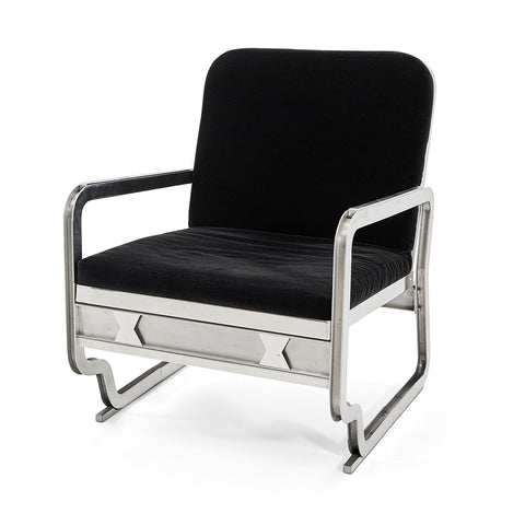 Black & Silver Slipper Lounge Chair