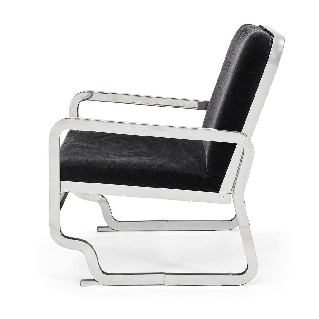 Black & Silver Slipper Lounge Chair
