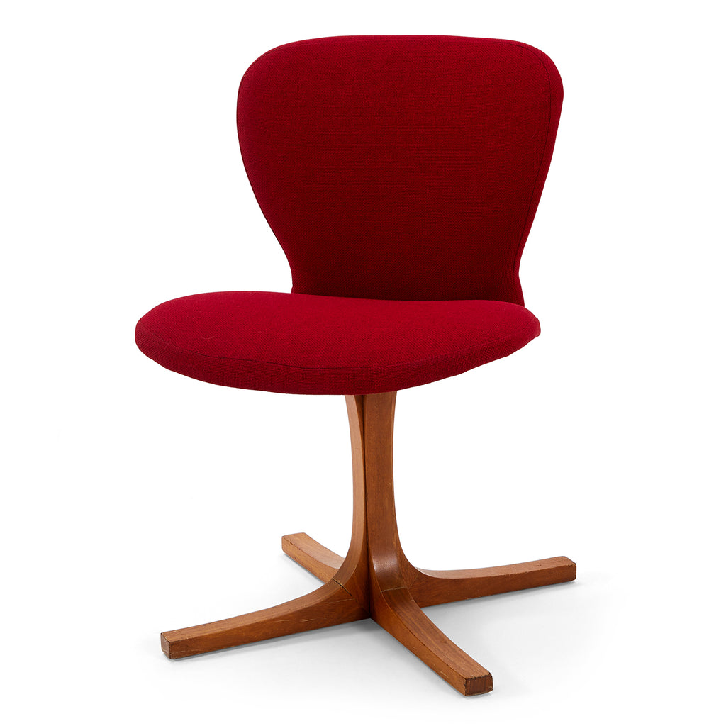 Red Fabric & Wood Base Dining Chair