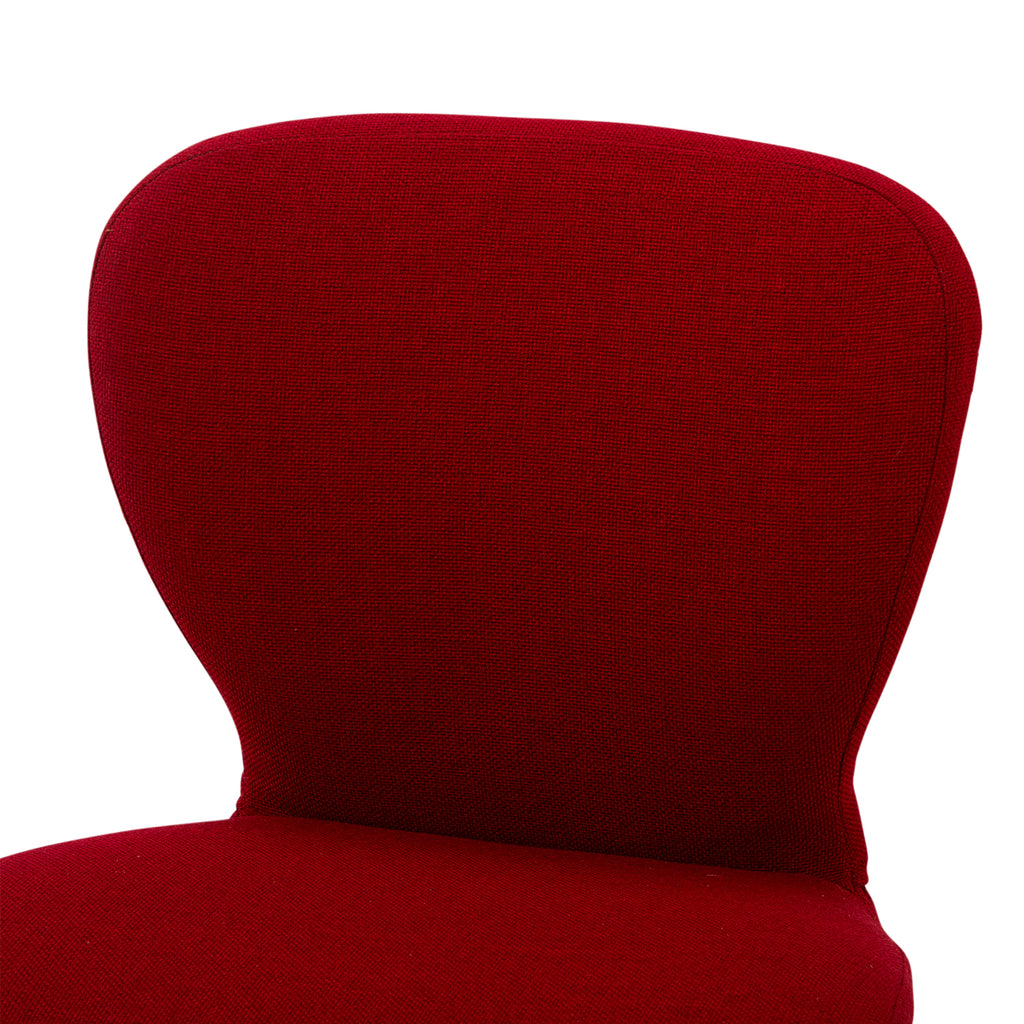 Red Fabric & Wood Base Dining Chair