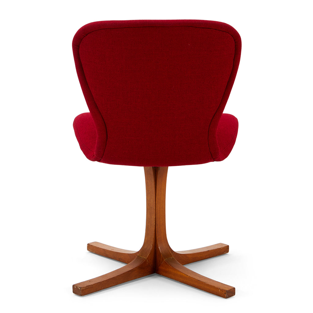 Red Fabric & Wood Base Dining Chair