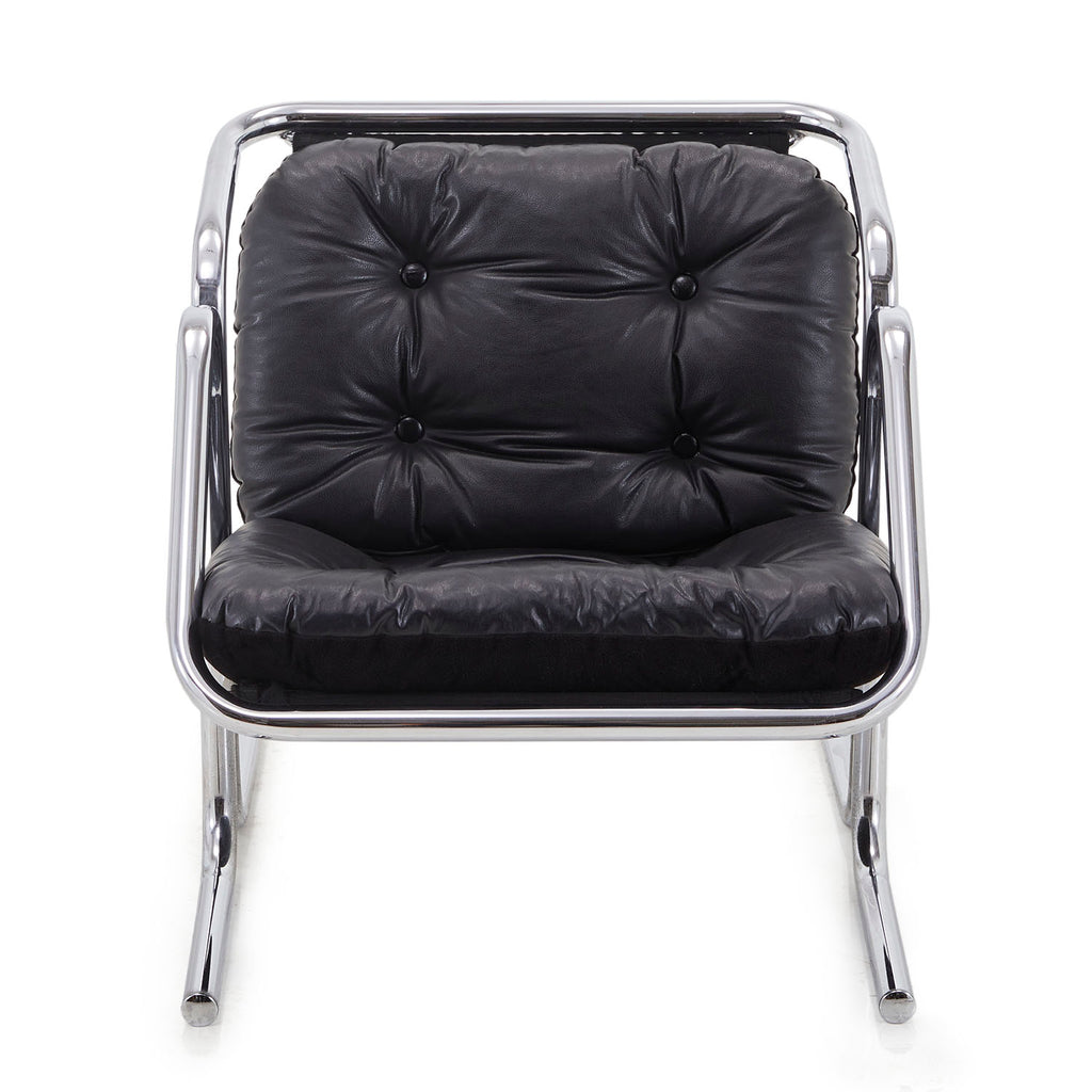 Black & Aluminum Arcadia Leather Lounge Chair
