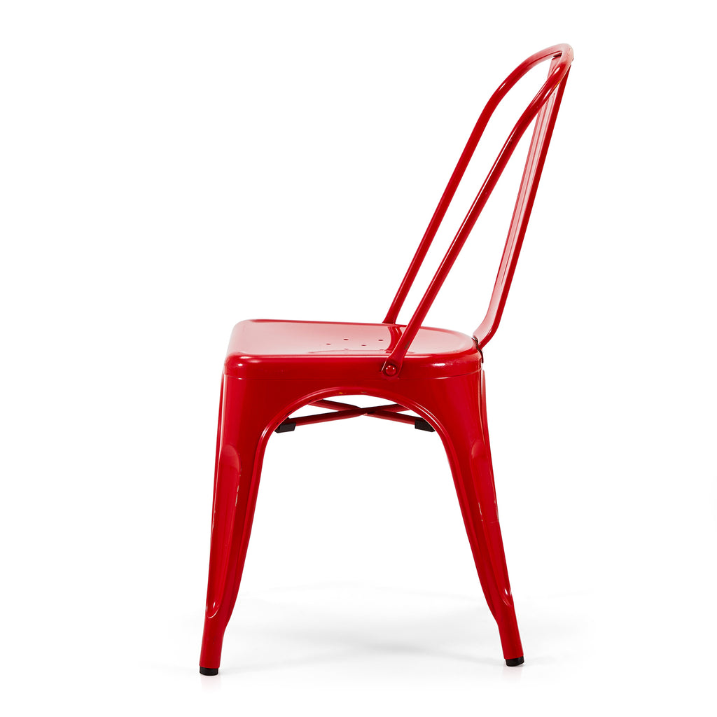 Red Tolix Metal Cafe Chair