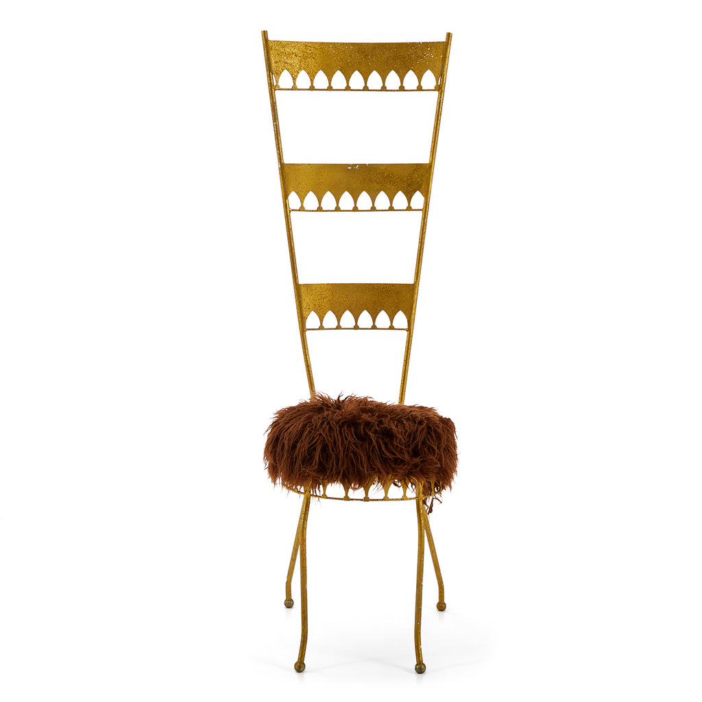 Gold & Brown Ostrich High Back Side Chair