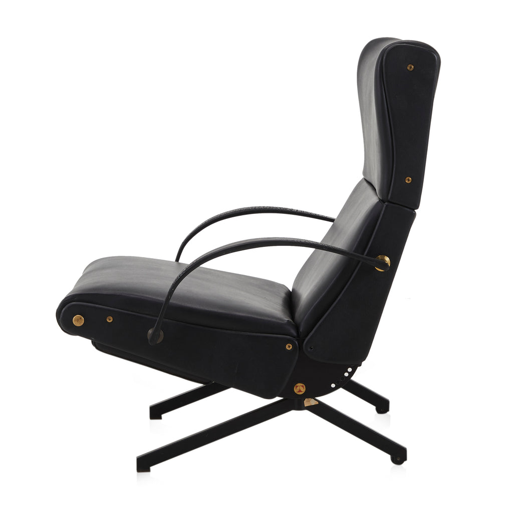 Black Borsani Leather Reclining Lounge Chair