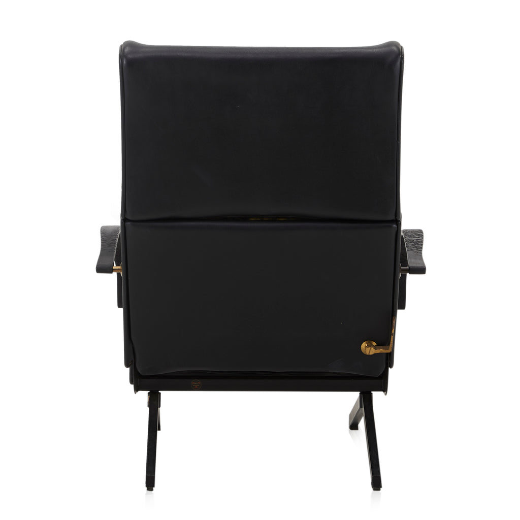 Black Borsani Leather Reclining Lounge Chair