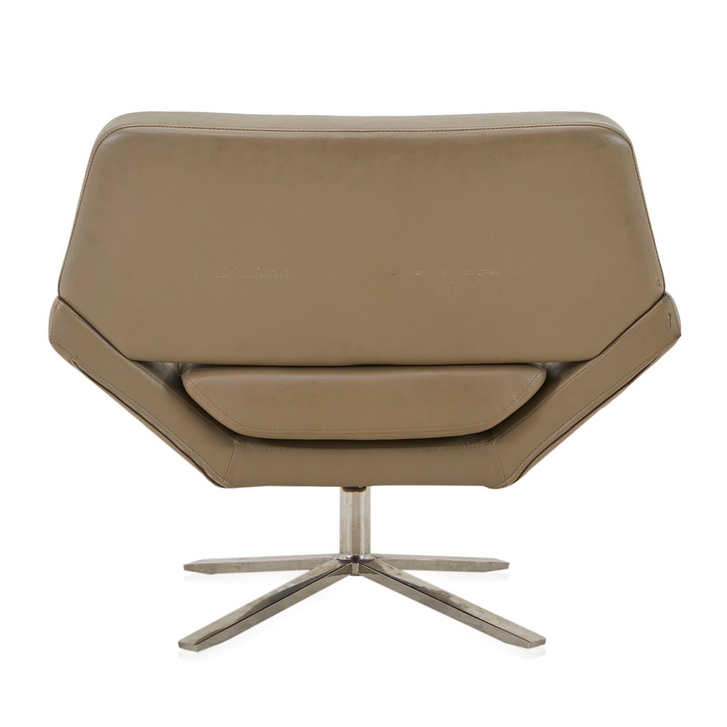 Beige Leather Angled Modern Lounge Chair