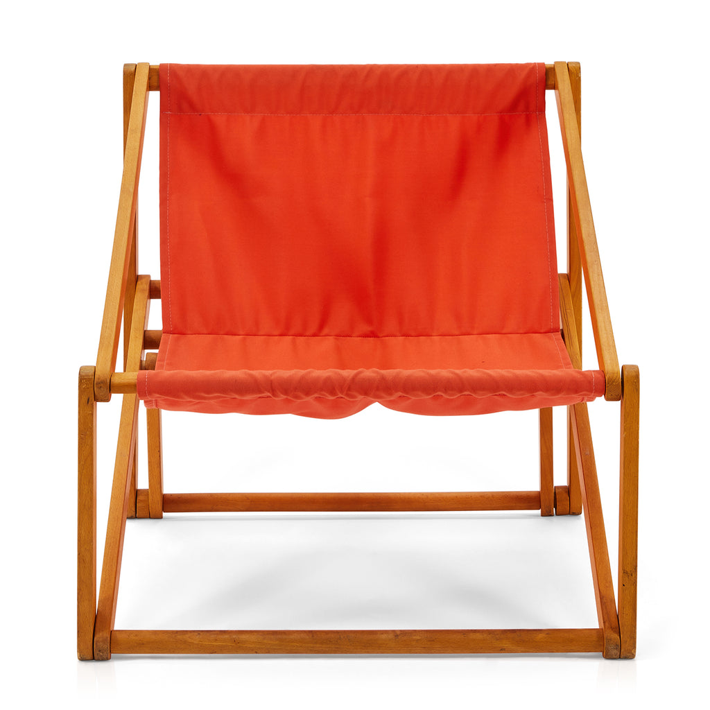 Red Canvas Wood Frame Outdoor Chair