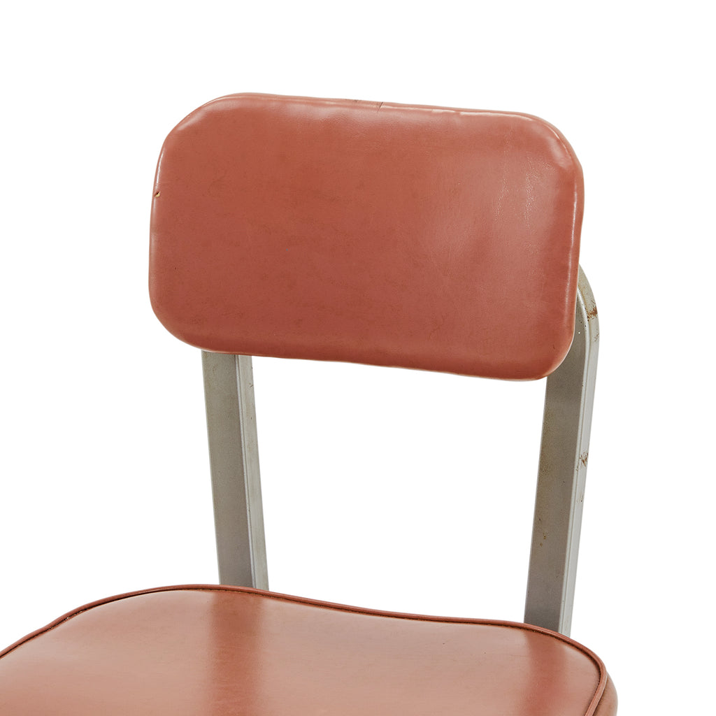 Orange Vinyl Rolling Metal Office Chair