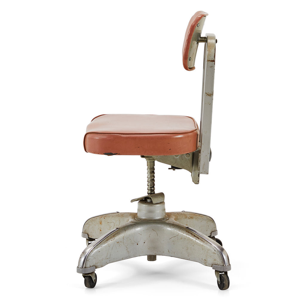 Orange Vinyl Rolling Metal Office Chair