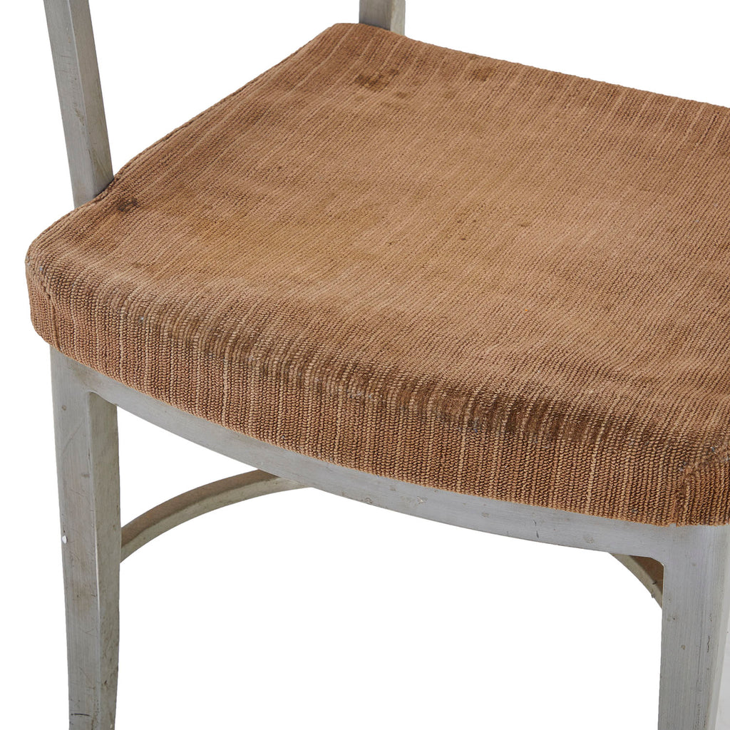 Vintage Brown Tweed Fabric Aluminum Office Arm Chair