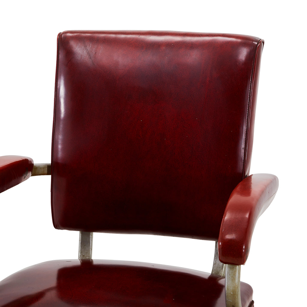 Maroon Vinyl and Metal Armchair