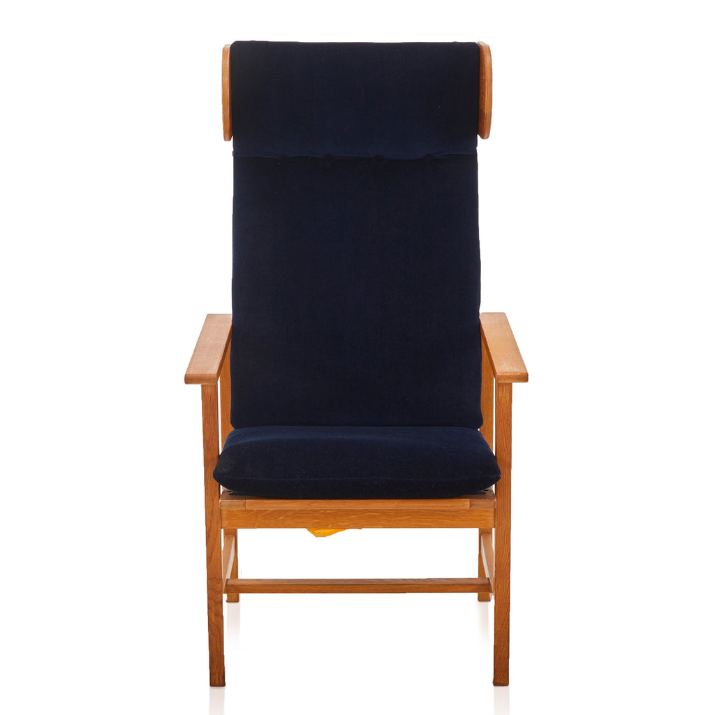 Blue & Wood Modern Wingback Chair