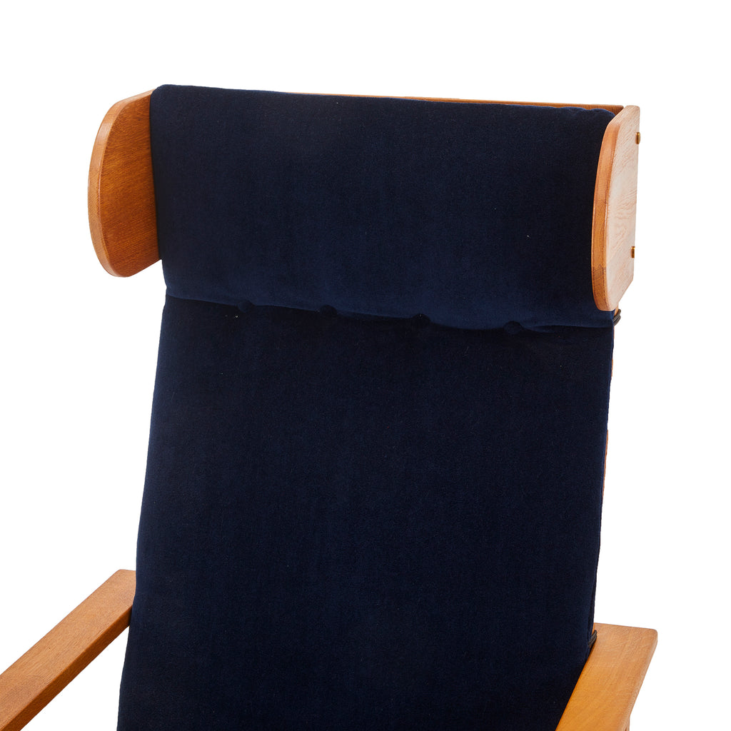 Blue & Wood Modern Wingback Chair