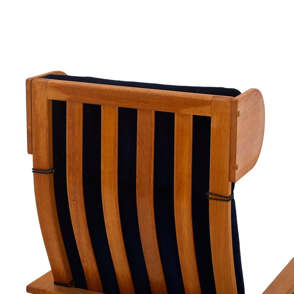 Blue & Wood Modern Wingback Chair