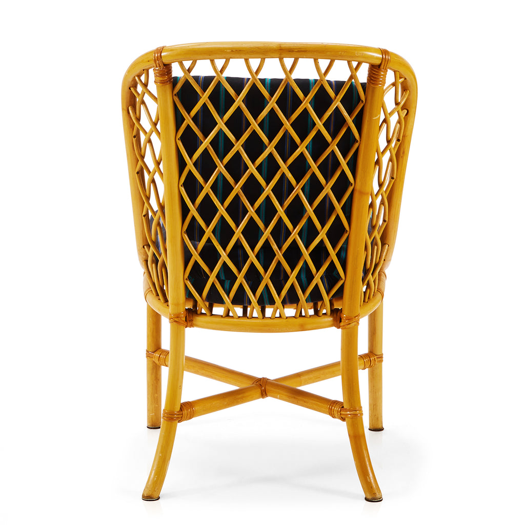 Blue & Rattan Striped Patio Chair