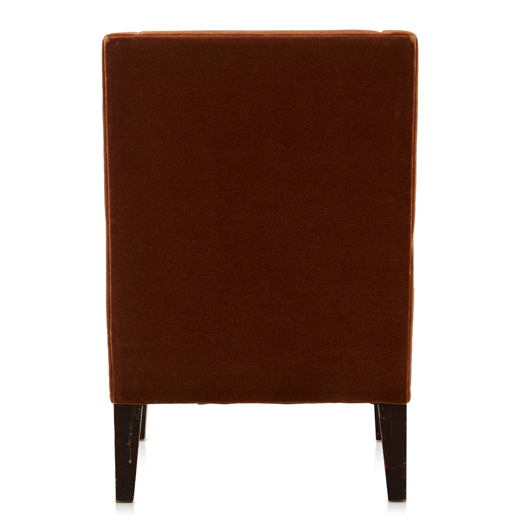 Salmon Orange Velvet High Back Chair