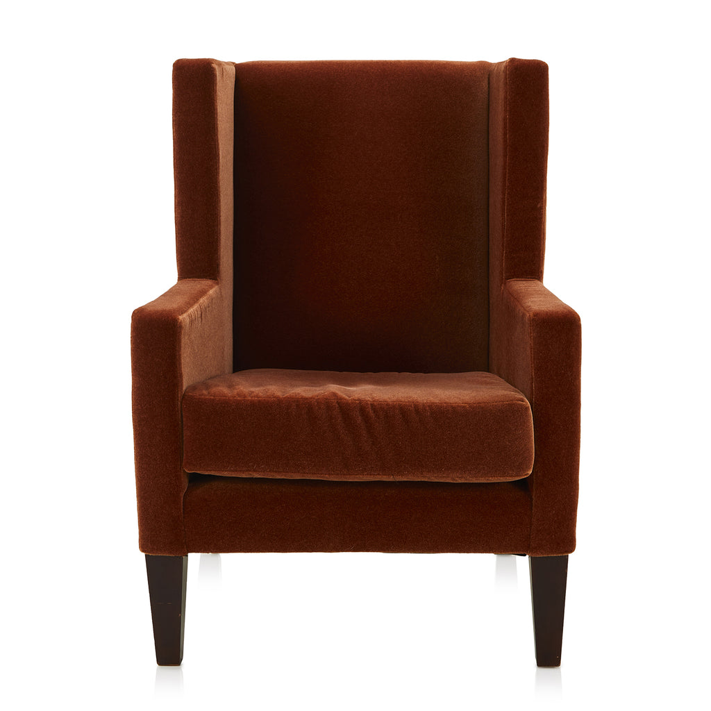 Salmon Orange Velvet High Back Chair