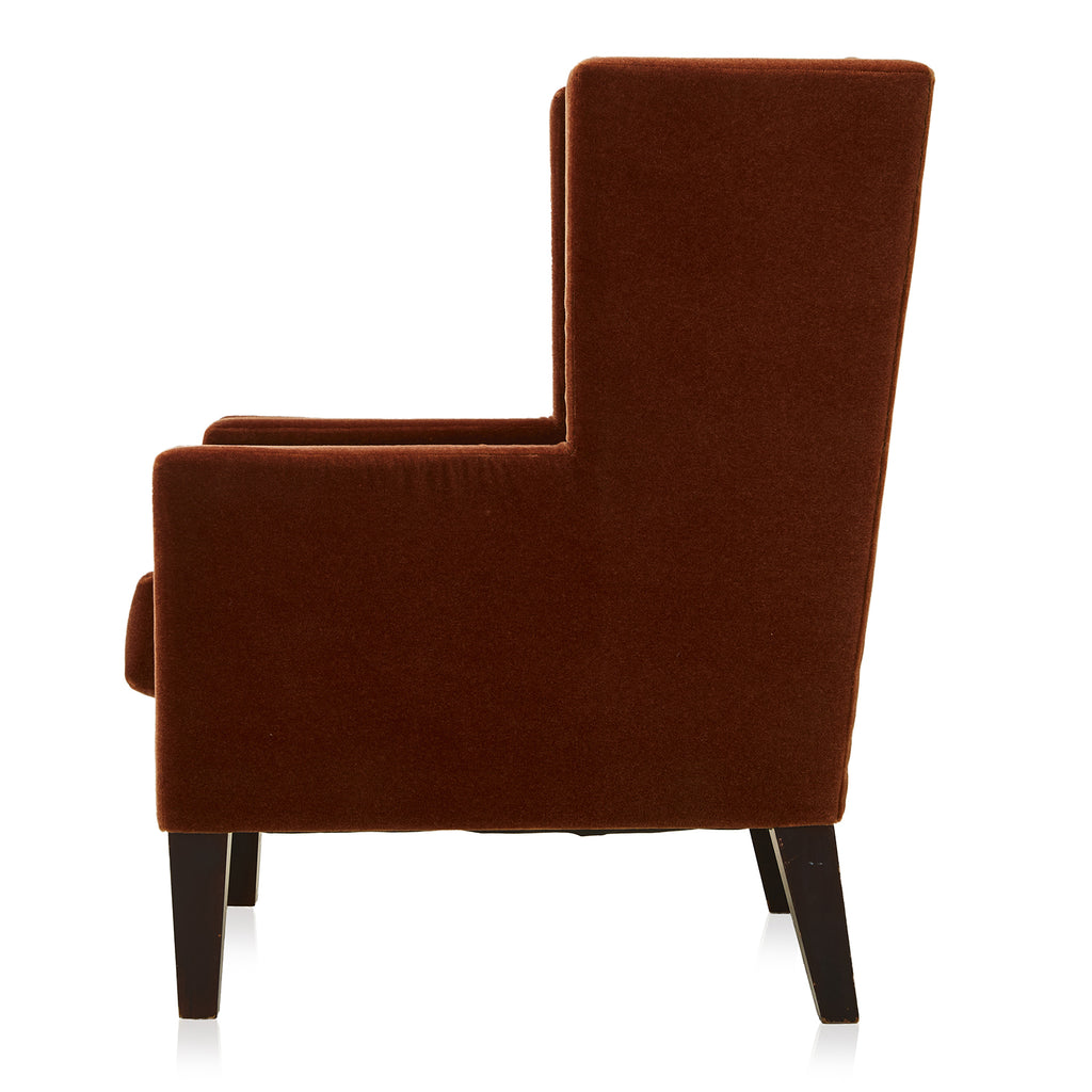 Salmon Orange Velvet High Back Chair