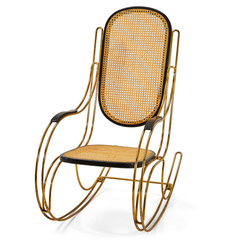 Cane & Gold Deco Rocking Chair