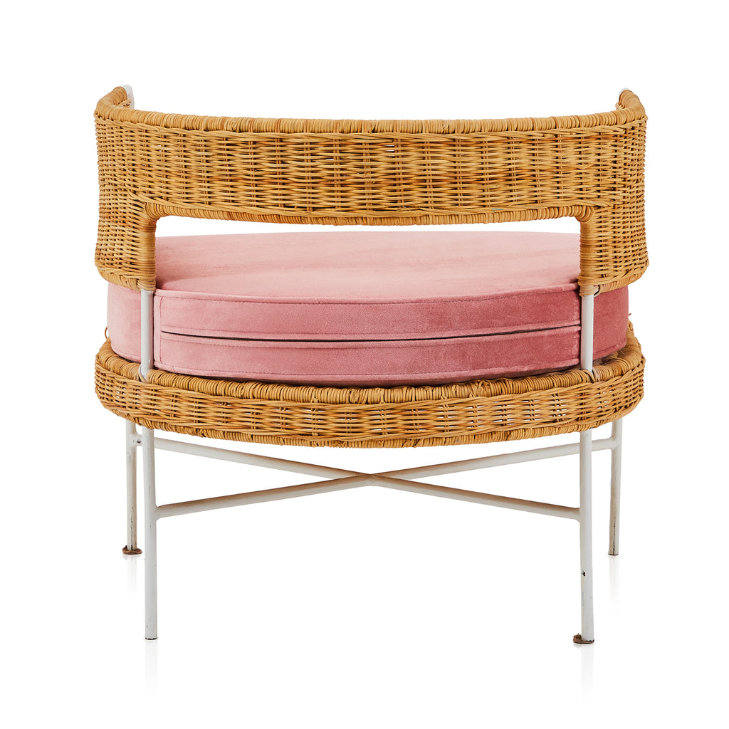 Pink & Wicker Velvet Arm Chair