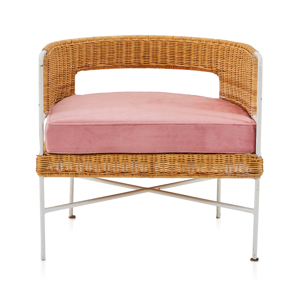 Pink & Wicker Velvet Arm Chair