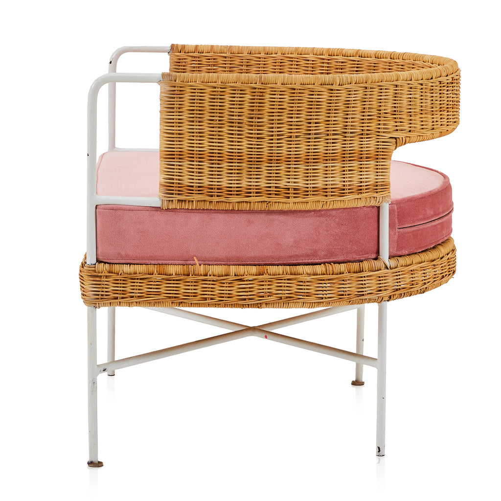 Pink & Wicker Velvet Arm Chair
