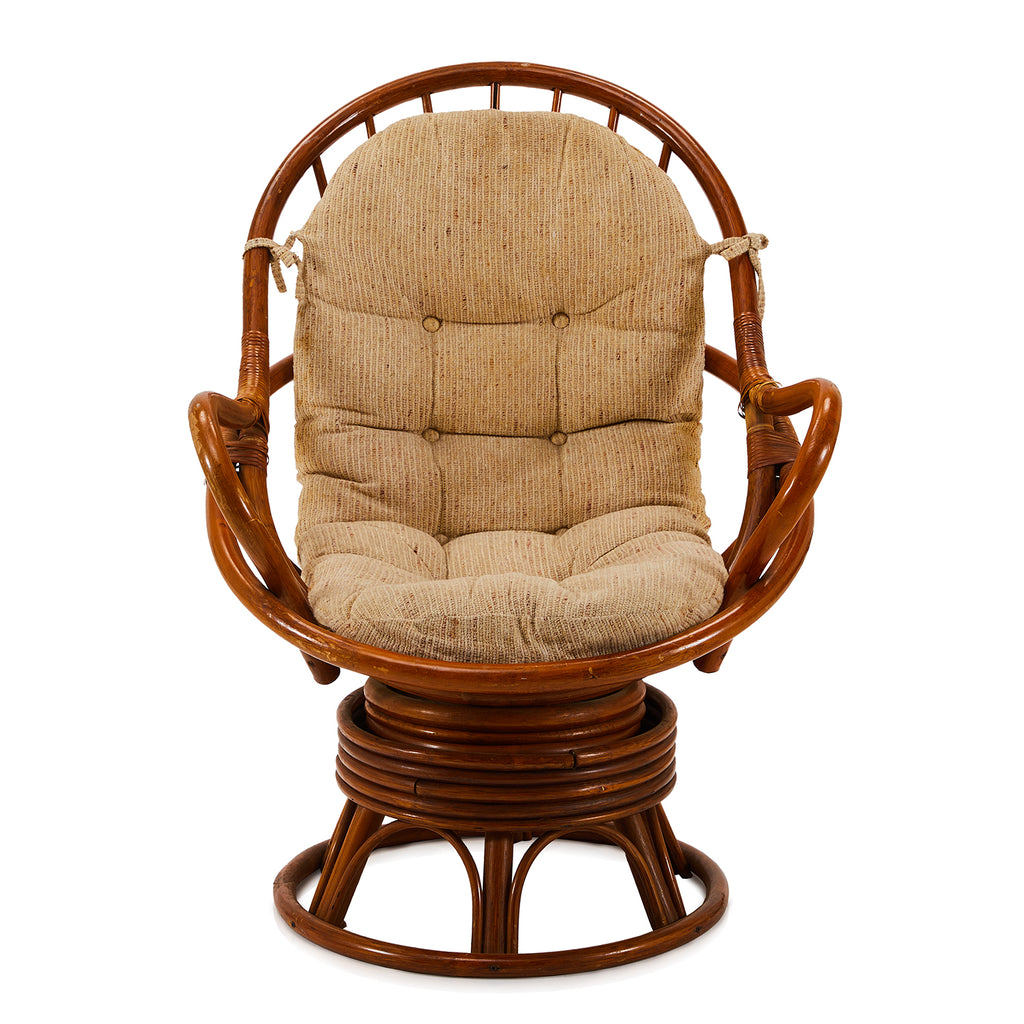 Brown Rattan Swivel Arm Chair