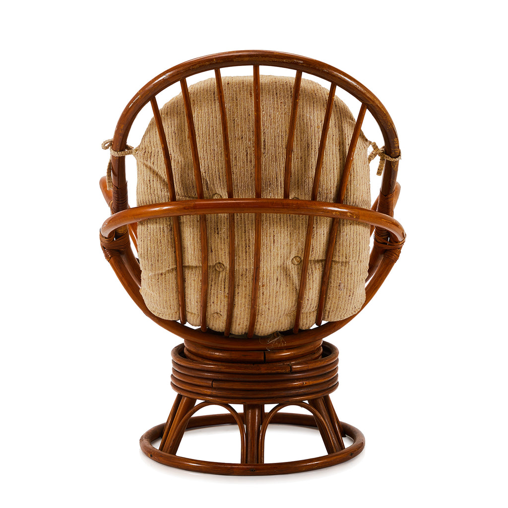 Brown Rattan Swivel Arm Chair