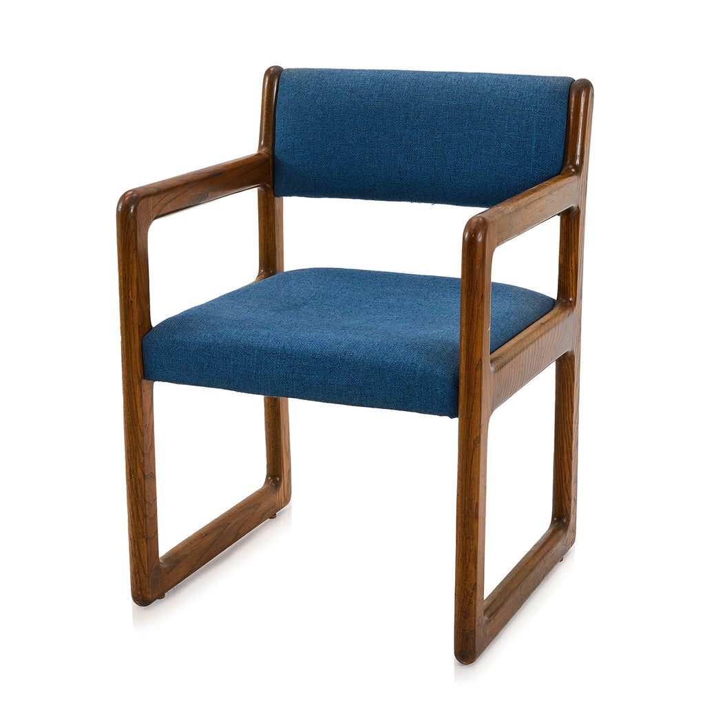 Blue & Wood Mid Century Arm Chair
