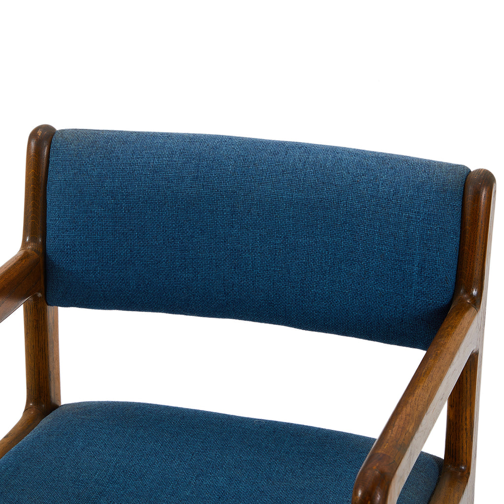 Blue & Wood Mid Century Arm Chair