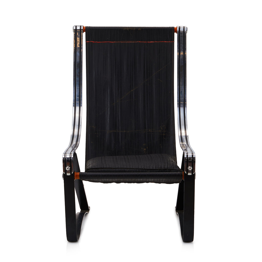 Black & Silver High Back Sling Chair