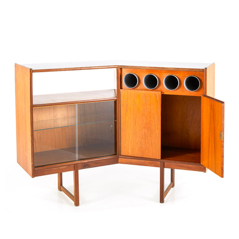 Wood Angled V Shape Mid Century Bar