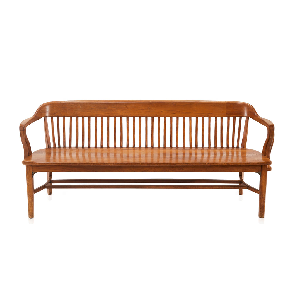 Long Walnut Spindle Back Bench